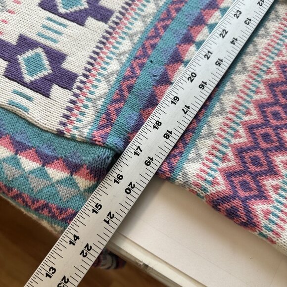 Vintage S.W.A.K. Womens Aztec Pattern Sweater Size Large 1980s Crewneck Knit - Picture 4 of 10